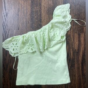 NWOT Zara One Shoulder Green Top